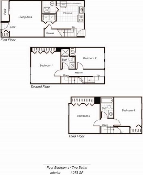 D1 Townhome floor plan at Parklane Apartments